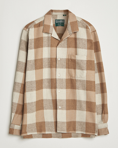 Herre | Gitman Vintage | Gitman Vintage Brushed Waffle Camp Shirt Brown Check