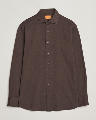 Herre | Grigio | Grigio Cotton Jersey Shirt Dark Brown