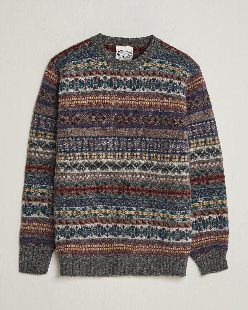 Jamieson's of Shetland Jamiesons Of Shetland All Over Fair Isle Pullover Crew Neck Multi – Flerfarget