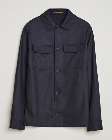 Incotex Flannel Overshirt Navy – Blå