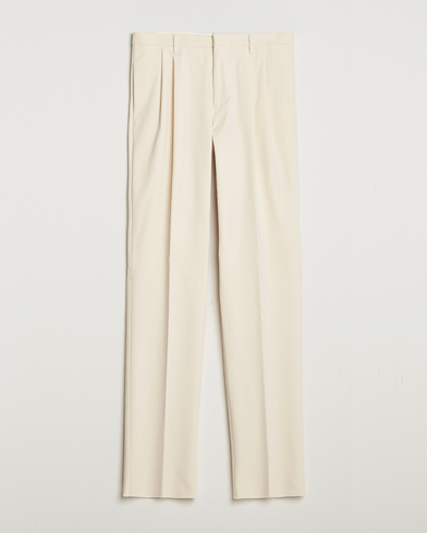 Lardini Double Pleated Cotton Stretch Trousers Off White – Hvit