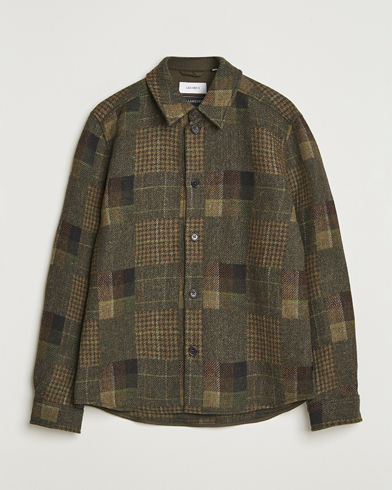 LES DEUX Kody Patchwork Wool Overshirt Green – Grønn