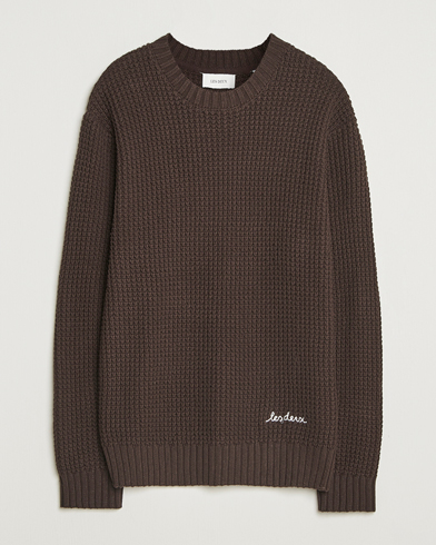 LES DEUX Alvin Cotton Waffle Crewneck Delicioso – Brun