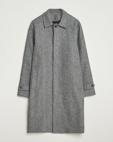 Palmes Herringbone Wool Coat Charcoal – Grå
