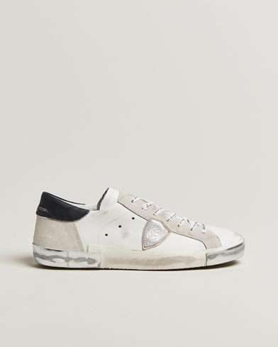 Philippe Model Prsx Low Top Leather Sneakers White/Silver – Hvit