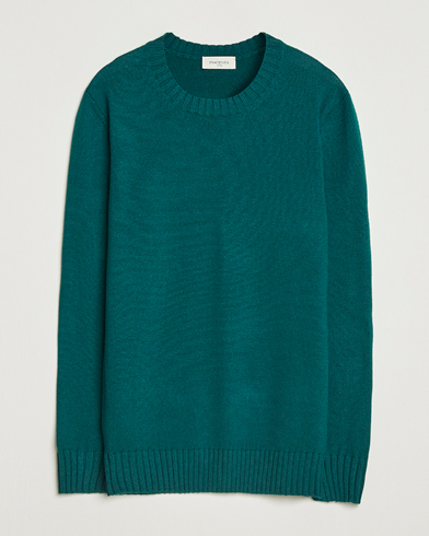 Piacenza Cashmere Brushed Wool Crew Neck Dark Green – Grønn
