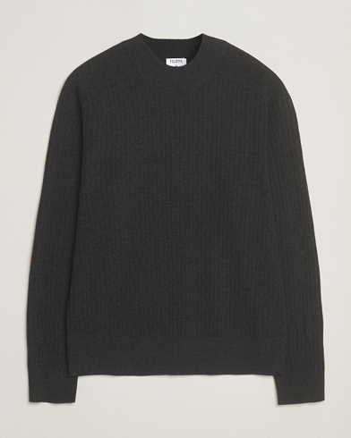 Filippa K Cotton Merino Knitted Mock Neck Sweater Anthracite Melange – Grå