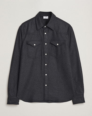 Filippa K Western Wool Shirt Anthracite Melange – Grå