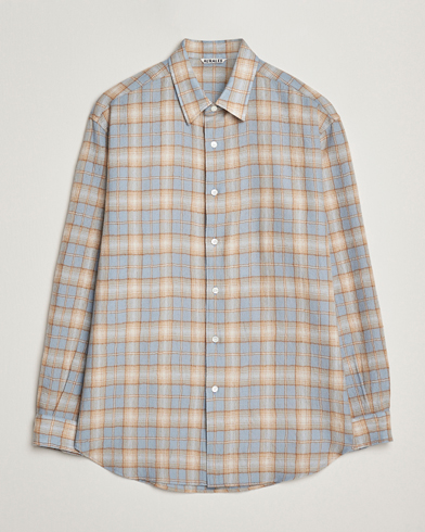 Herre | Auralee | Auralee Airy Wool Check Shirt Blue/Beige