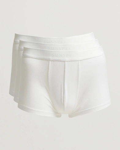 Sunspel 3-Pack Cotton Stretch Trunk White – Hvit