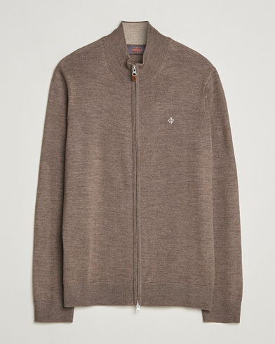 Morris Merino Full Zip Cardigan Brown – Brun