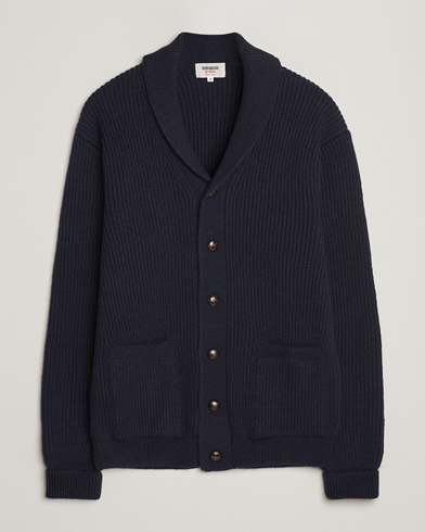 Kamakura Shirts McQueen Shawl Collar Cardigan Navy – Blå