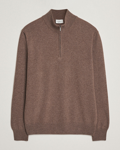 Morgano Wool/Cashmere Half-Zip Brown – Brun