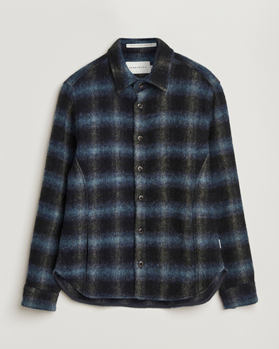 Peregrine Moon Wool Check Overshirt Navy – Blå
