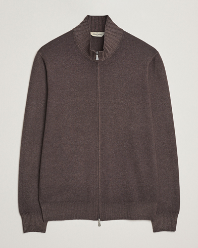 Herre | Gran Sasso | Gran Sasso Wool/Cashmere Washed Full Zip Brown Melange