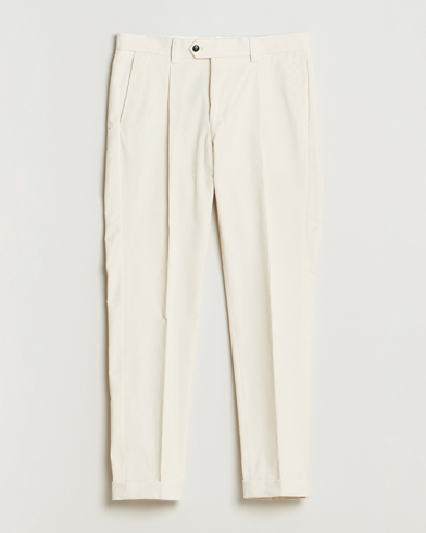 Tiger of Sweden Tenuta Pleated Corduroy Trousers Light Ivory – Hvit
