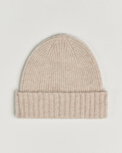 Robert Mackie Rona Ribbed Shaggy Lambswool Beanie White – Hvit