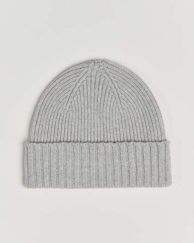 Robert Mackie Kingswell Ribbed Wool/Cashmere Beanie Light Grey – Grå