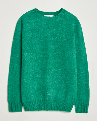 Harley Of Scotland Brushed Supersoft Lambswool Crewneck Evergreen – Grønn