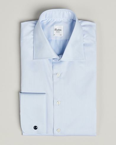 Stenströms Regular Fit Cotton Twill Double Cuff Shirt Blue – Blå