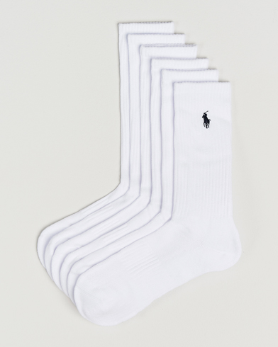 Polo Ralph Lauren 6-Pack Cotton Crew Socks White – Hvit