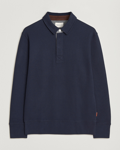GANT Light Sacker Rib Long Sleeve Polo Evening Blue – Blå