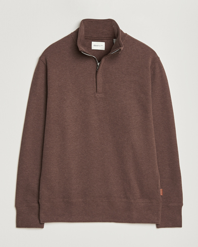 Gant Light Sacker Rib Half Zip Dark Brown Melange – Brun