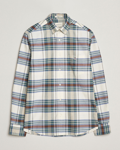 Gant Regular Fit Oxford Checked Shirt Woody Green – Flerfarget