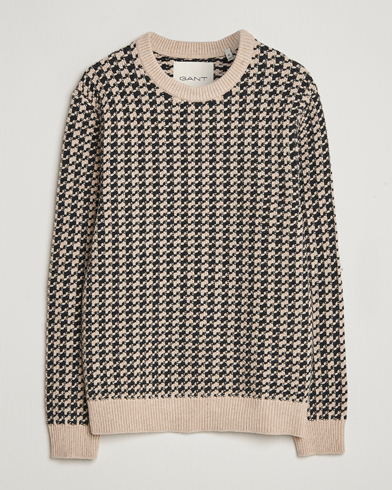 GANT Two Tone Textured Knitted Crew Neck Charcoal – Grå