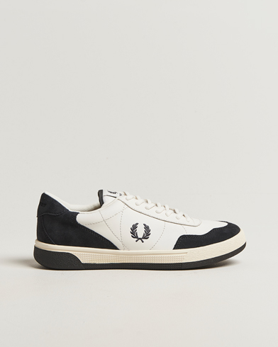 Fred Perry B11 Leather/Suede Sneaker Snow White/Navy – Hvit