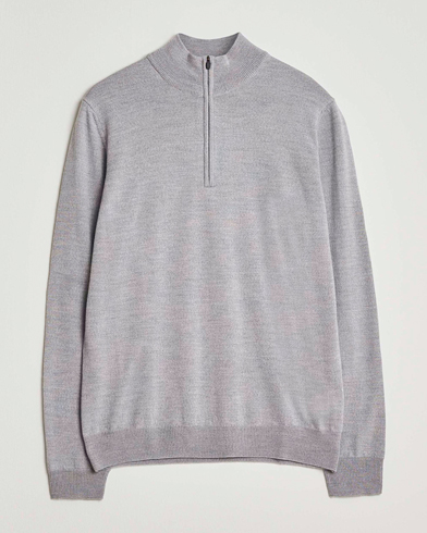 J.Lindeberg Kiyan Merino Half Zip Medium Grey Melange – Grå