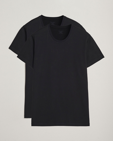 Falke 2-Pack Cotton Crew Neck T-Shirt Black – Svart