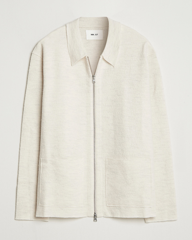 NN07 Jonas Boiled Wool Full Zip Ivory – Beige