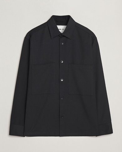 NN07 Freddy Wool/Tencel Overshirt Black – Svart