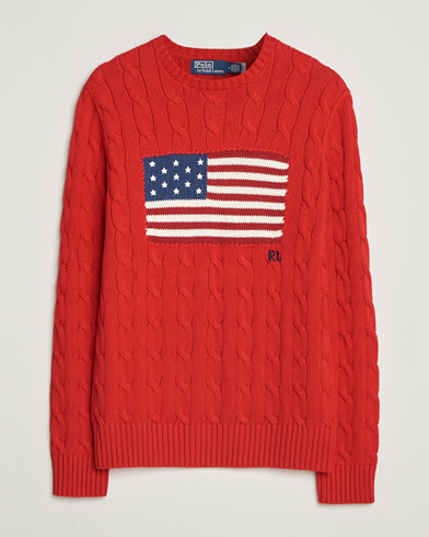 Polo Ralph Lauren Cotton Cable Flag Sweater RL 2000 Red – Rød