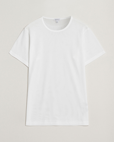 Sunspel Cellular Underwear T-Shirt White – Hvit