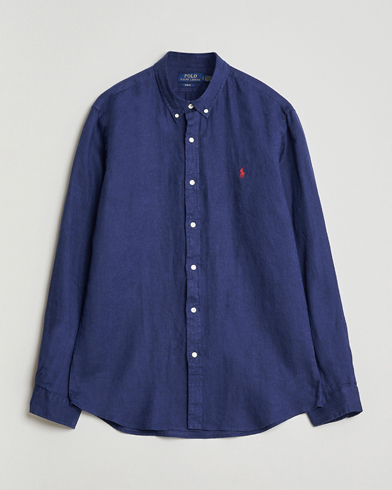 Polo Ralph Lauren Slim Fit Linen Shirt Navy – Blå