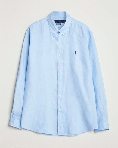 Polo Ralph Lauren Custom Fit Linen Shirt Office Blue – Blå
