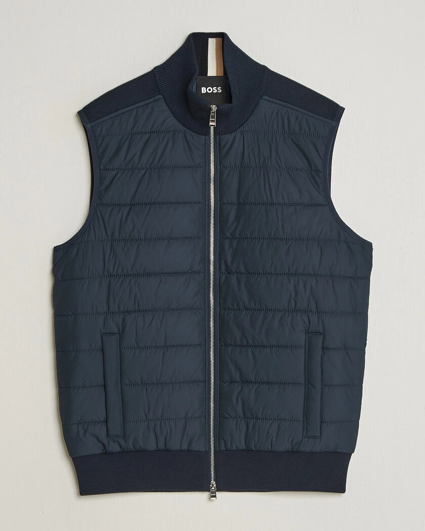 BOSS BLACK Urwin Cotton/Wool Vest Dark Blue – Blå