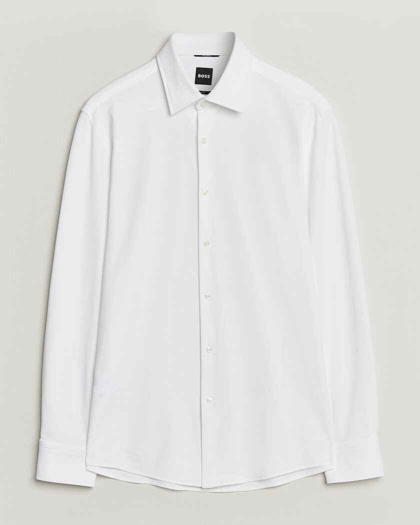 BOSS BLACK Hank Structured Jersey Shirt White – Hvit