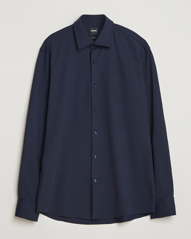 BOSS BLACK Hank Structured Jersey Shirt Dark Blue – Blå