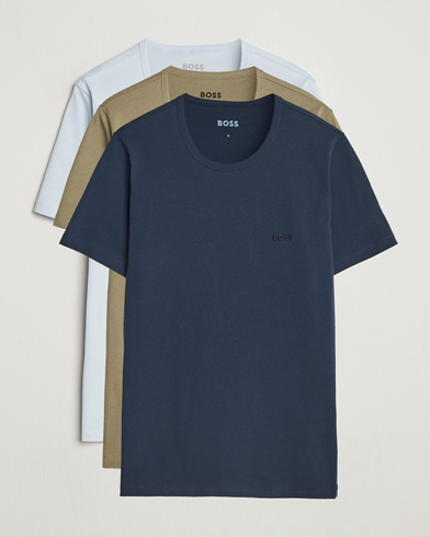 BOSS BLACK 3-Pack Crew Neck T-Shirt Green/Blue/Navy – Flerfarget