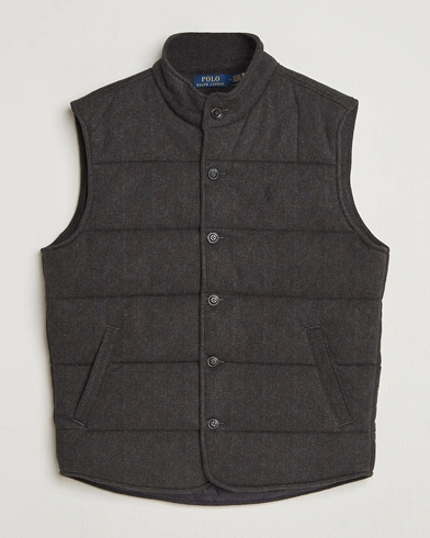 Polo Ralph Lauren Knitted Herringbone Vest Dark Charcoal Heather – Grå