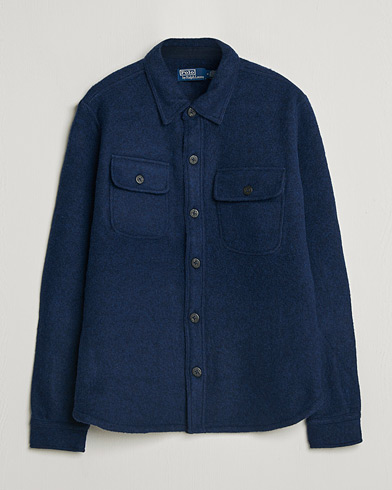 Polo Ralph Lauren Felted Wool Pocket Shirt RL Navy – Blå