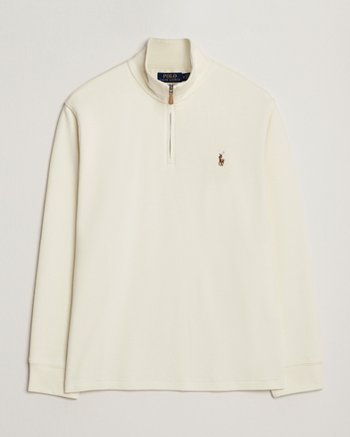 Polo Ralph Lauren Double Knitted Half Zip Parchment Cream – Hvit
