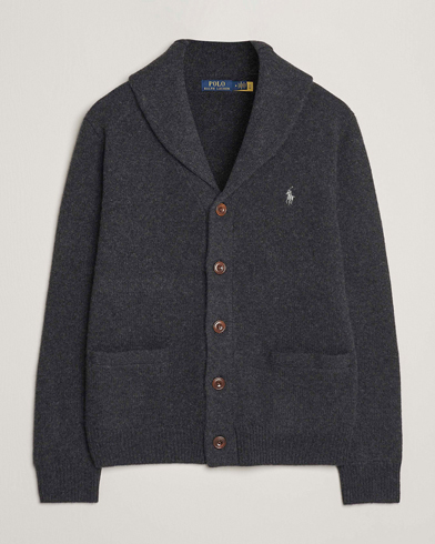 Polo Ralph Lauren Wool/Cashmere Shawl Collar Cardigan Granite Heather – Grå