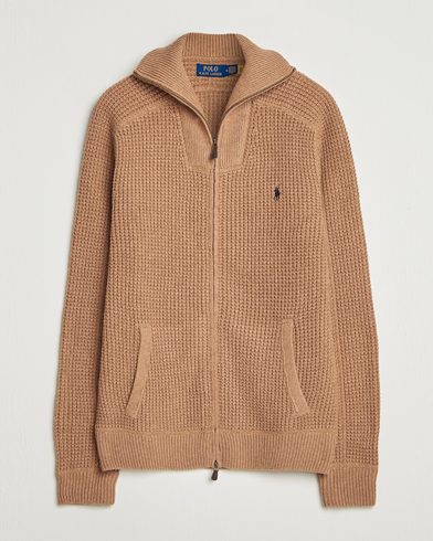 Polo Ralph Lauren Cotton/Wool Full Zip Brown Sugar Melange – Brun