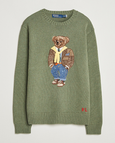 Polo Ralph Lauren Cotton/Cashmere Bear Sweater Lovette Heather – Grønn