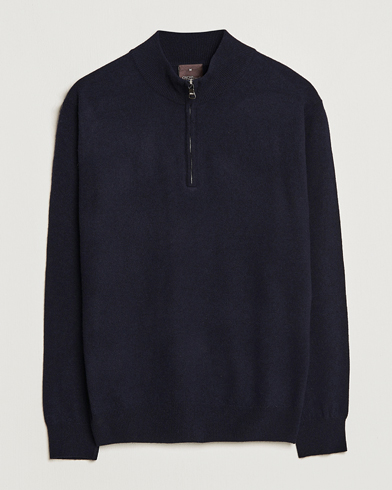 Herre | Oscar Jacobson | Oscar Jacobson Patton Wool Half-Zip Navy
