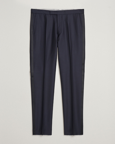 Oscar Jacobson Denz Wool Tuxedo Trousers Navy – Blå